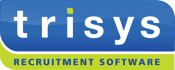 A blue and green logo for trisys recruitment software