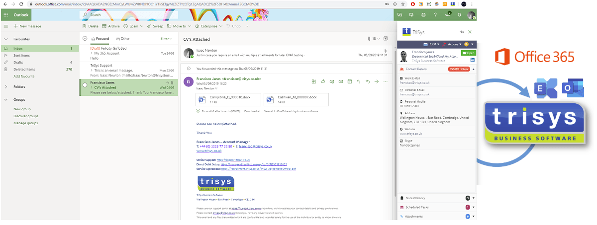 A computer screen with a trisys logo on it