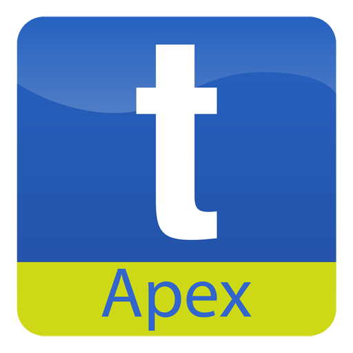 A blue square with a white letter t and the word apex