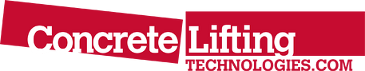 A red and white logo for concrete lifting technologies