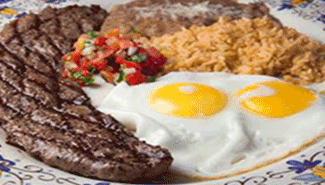 Steak and eggs with beans and rice. food near me delivery, Ricardo's Place SJC has the best Steak and Eggs