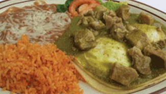 Sunny Side Up Eggs With Chile Verde authentic mexican foods, at Ricardo's Place 92675 Orange County