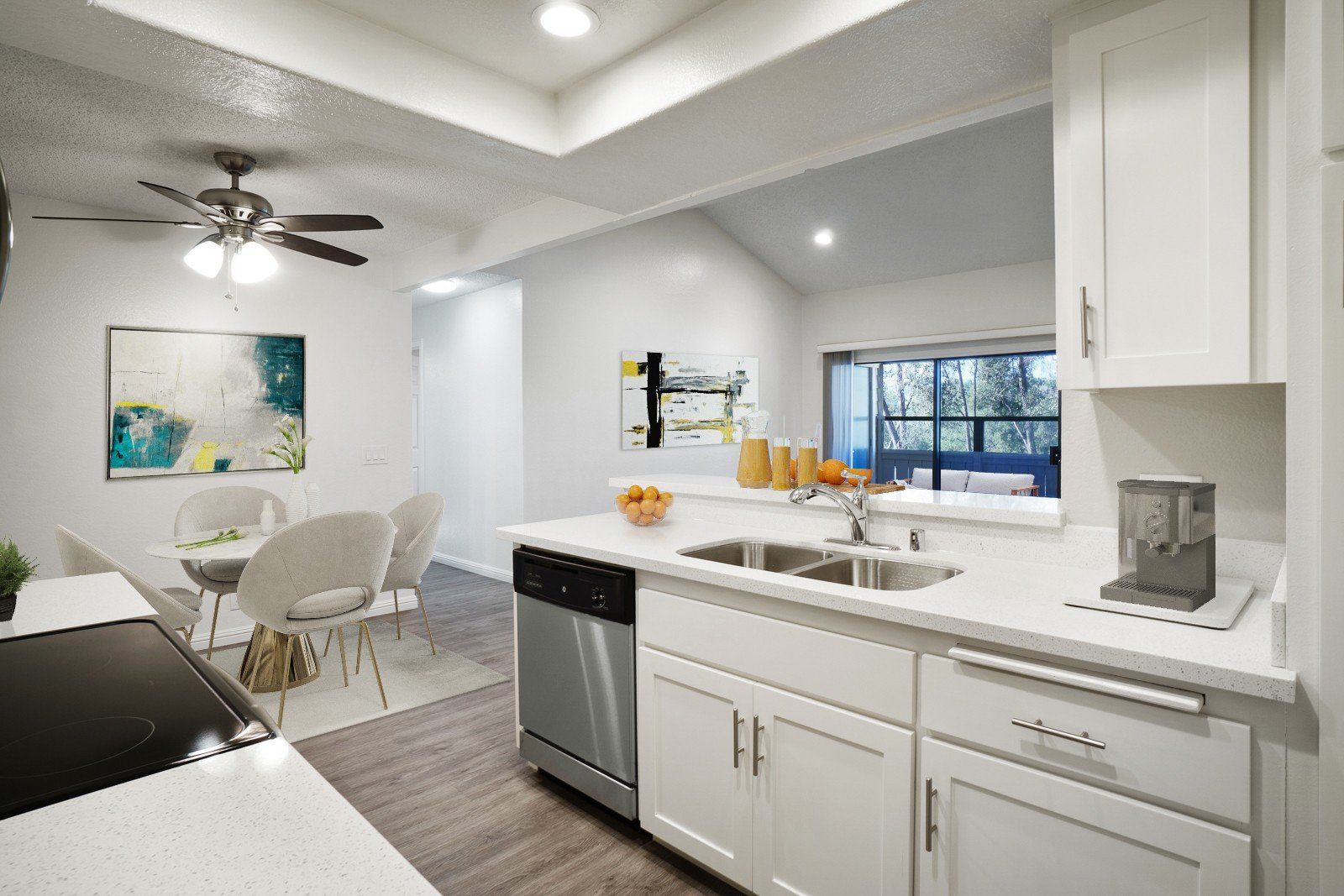 Photo of kitchen and dining area