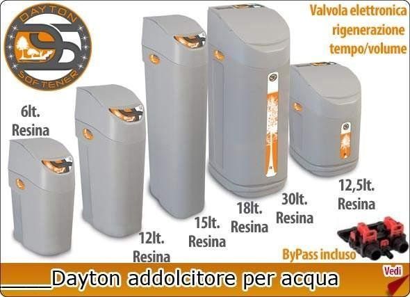 Diversi modelli di addolcitori per acqua Dayton