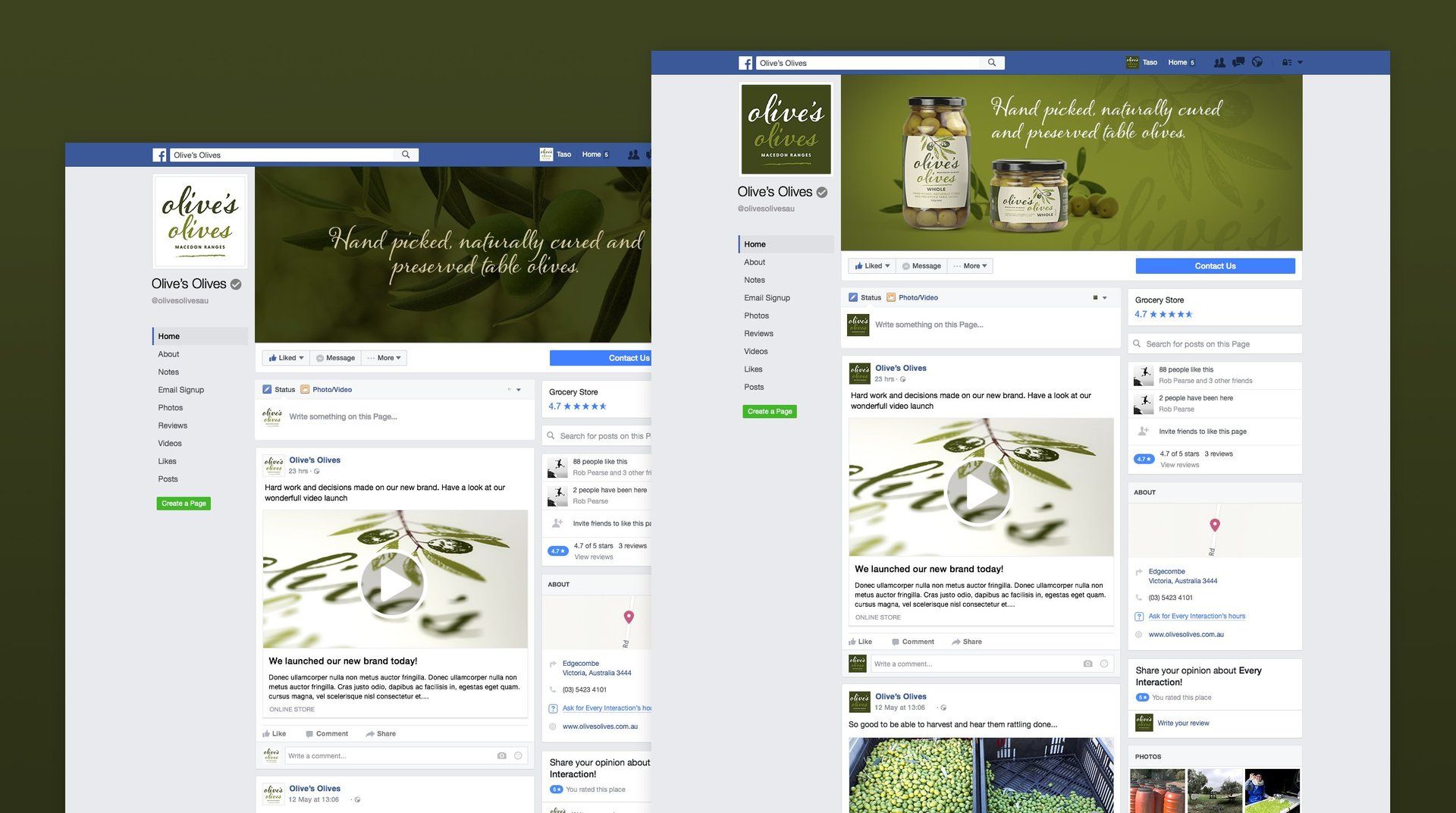 Olive's Olives social media design