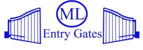 Logo of two blue entry gates, 