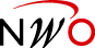 Het NWO-logo in zwart met rode tekst en een rode, gebogen lijn boven de letters.