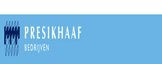 Het Presikhaaf-logo met gestileerde blauwe figuren en witte tekst op een lichtblauwe achtergrond.