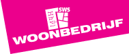 Roze en wit Woonbedrijf-logo met gestileerd huisicoon en de tekst 