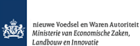 Nederlands overheidslogo met witte leeuw en ministerienaam op een donkerblauwe achtergrond