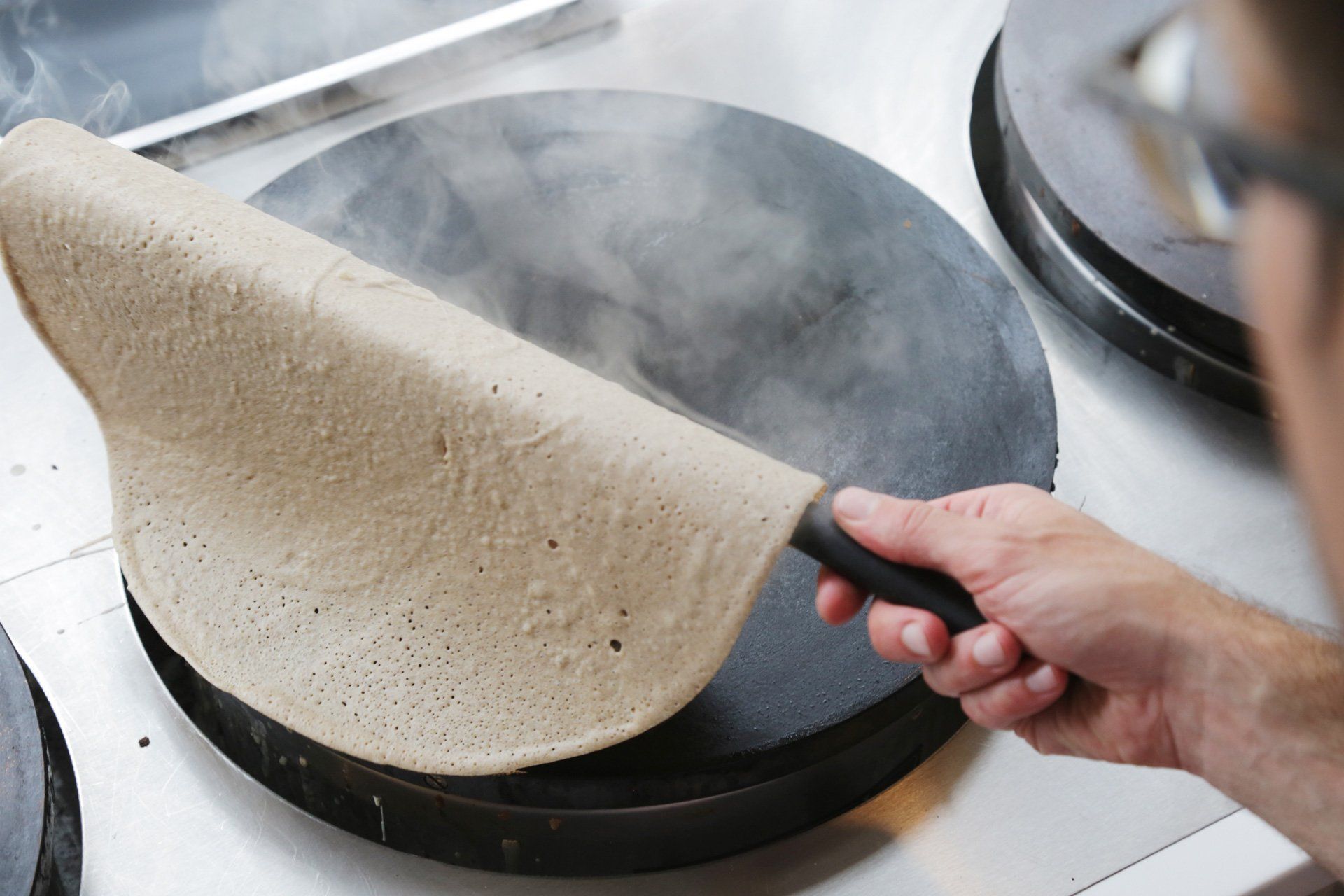 La Petite Bretagne, French Crepe, Pancake, traditional crepe making, pancake flip, cooking