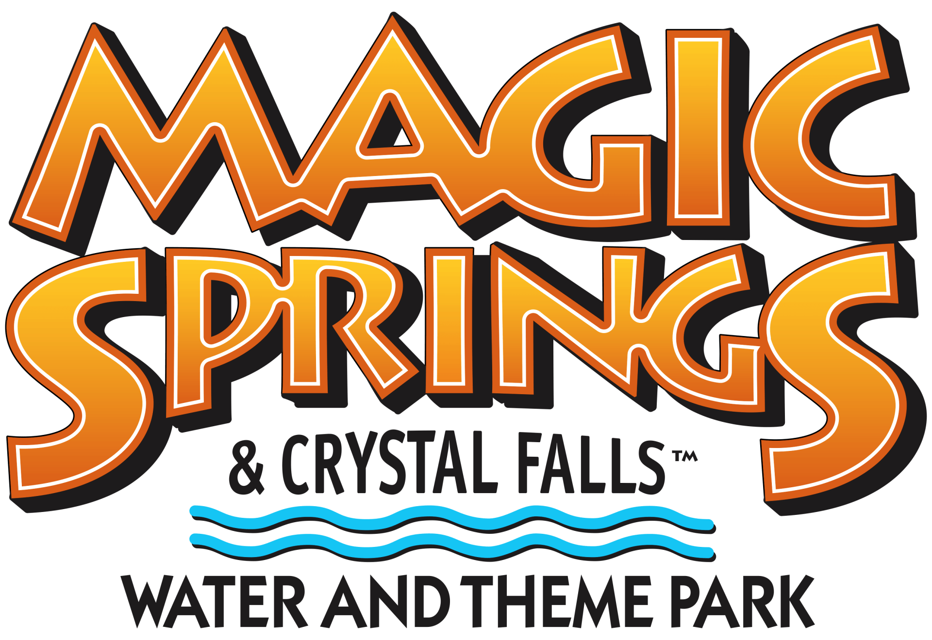 The logo for magic springs and crystal falls water and theme park.