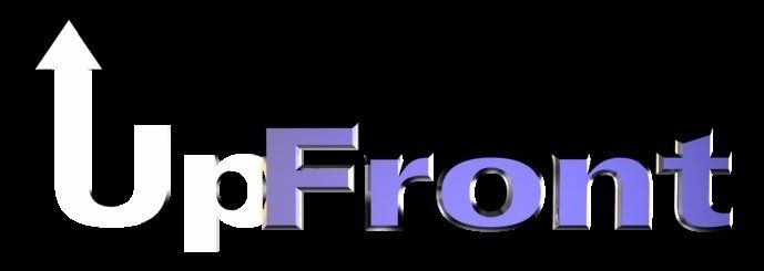 The word upfront is on a black background