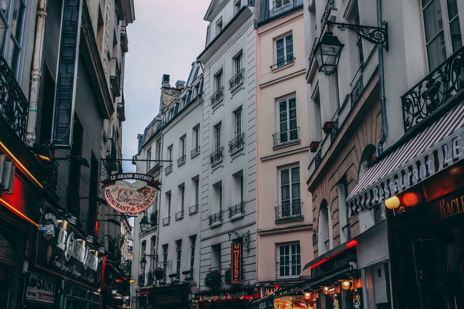 City buildings with businesses on street level