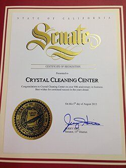 Certificate of Recognition for Crystal Cleaning Center — San Mateo, CA — Crystal Cleaning Center