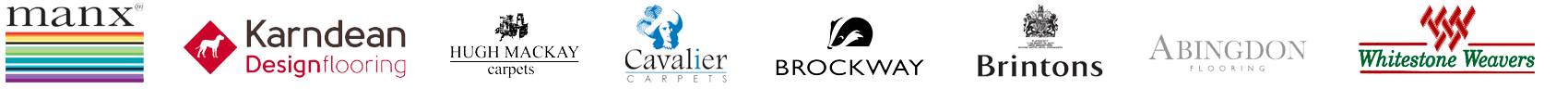 logos of manx, Karndean Designflooring, Hugh Mackay, Cavalier, Brockway, Brintons Fine Carpet, Abingdon, Whitestone Weavers