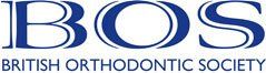 The logo for the british orthodontic society is blue and white.