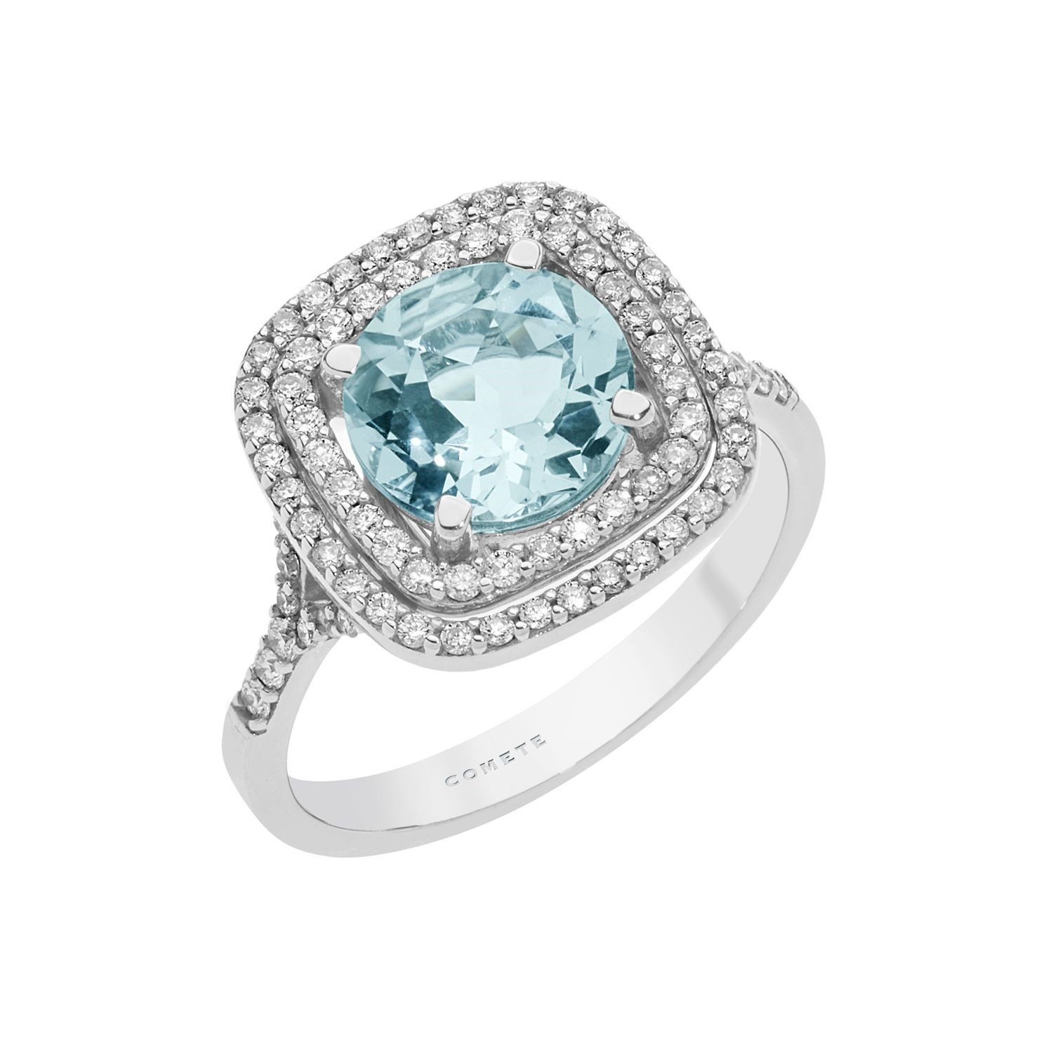 anello in argento con pietra azzurra squadrata