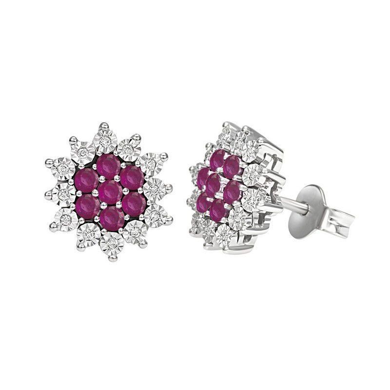 orecchini in argento con pietre fucsia