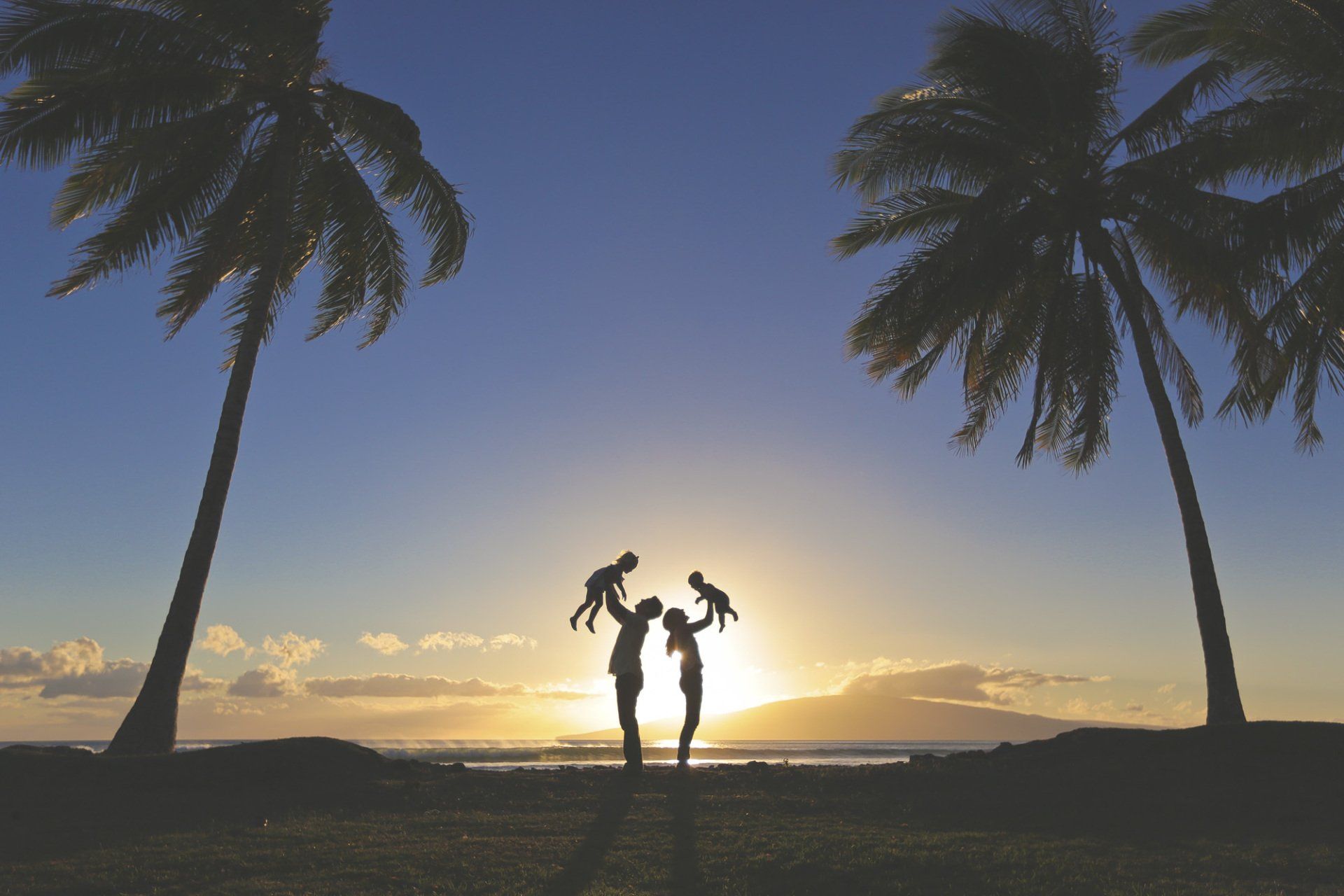 family on beach
