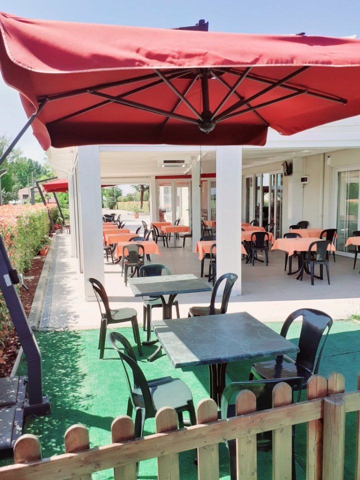 outdoor restaurant area with veranda