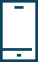 White smartphone outline with a black bar and a small button in a dark blue square.