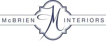 Logo for McBrien Interiors. Navy blue letter 