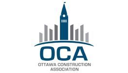 Logo of the Ottawa Construction Association. Features Parliament Buildings, city skyline, and blue OCA text.