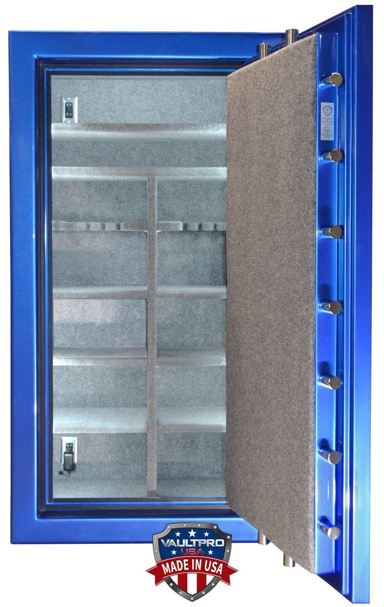 Mid size tall safe in electric blue finish made in USA
