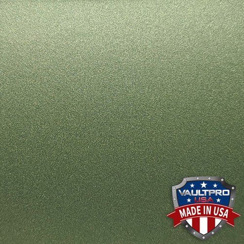 Plain green speckled surface with a small Valspar Made in USA badge in the lower right corner