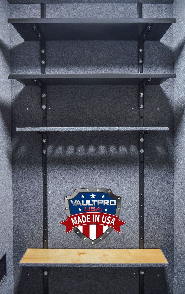 Vault Pro Proprietary Heavy Duty Shelving and Gun Rack System – Fully Adjustable