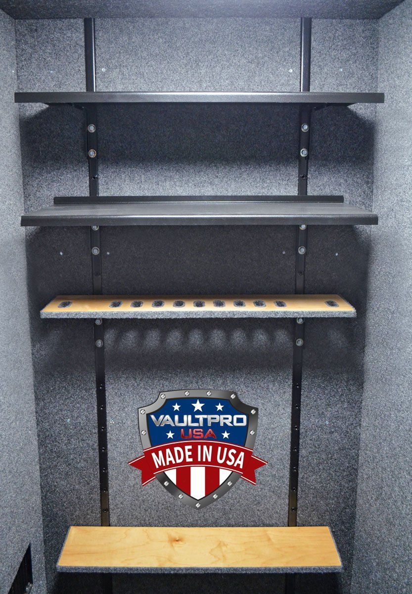 Proprietary shelving system is full configurable and can hold heavy payloads.