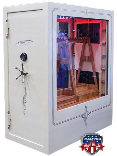 Display Safe with dual doors, custom slide out racks and L.E.D. lighting.