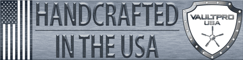 Black-and-white “HANDCRAFTED IN THE USA” banner with a small shield logo on the right.