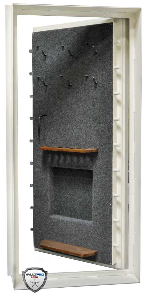 pistol back and long gun storage for safe doors