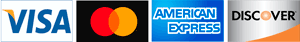We accept Visa, Mastercard, American Express, Discover
