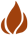 Brown flame logo icon with a white center on a light background