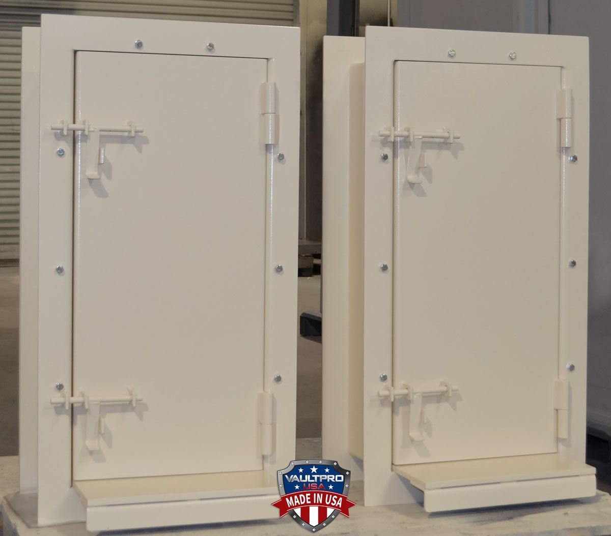 Two white issue ports with the word made in usa on them