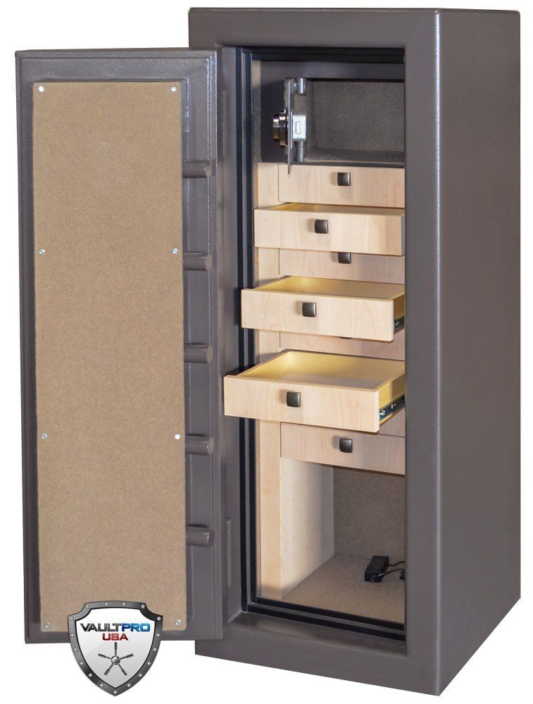 Small Home Jewelry and Valuables Safe. Custom Easy Glide Drawers and Safe in Safe for added security.