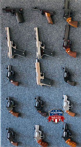 Pistol back for quick access to handguns on back of safe door