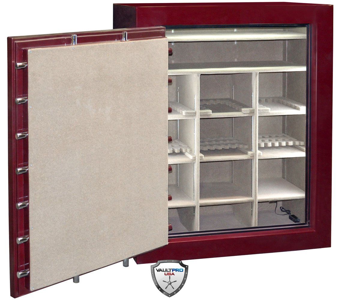 large safe with custom paint burgundy finish