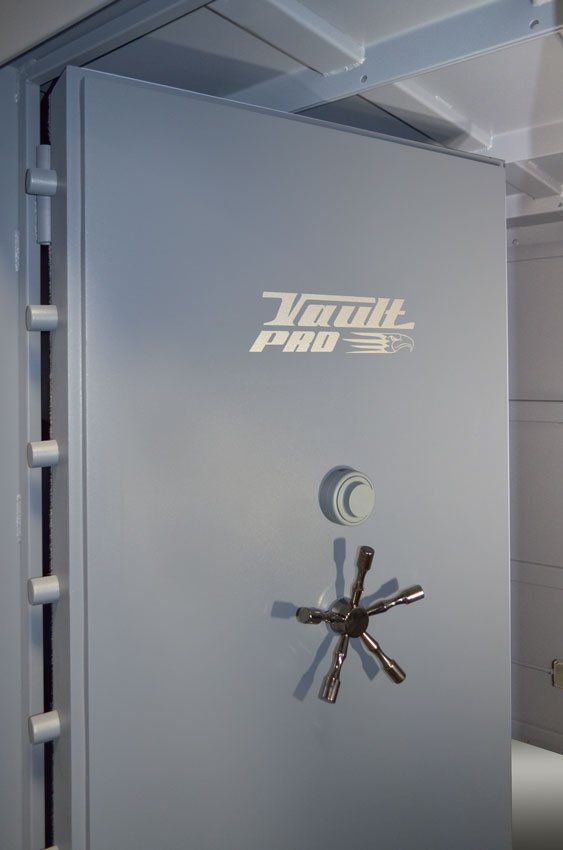 walk in safe room inswing vault door and steel supports for walls and ceiling