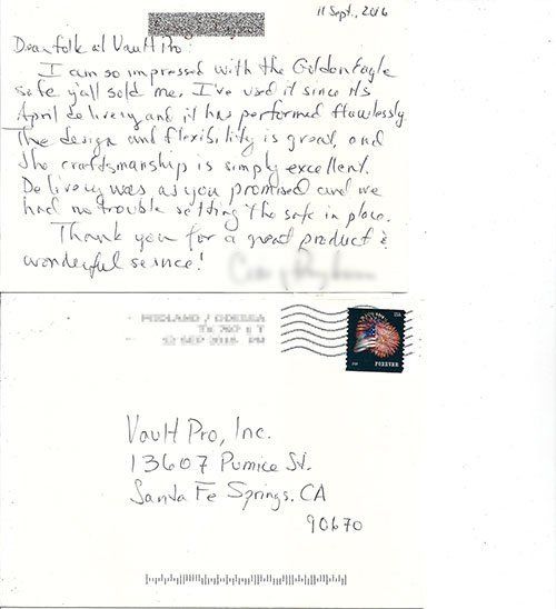 Customer review of safe and installation