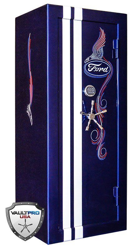 Custom American made safe with Ford motor company motif. Hand painted for customer. Custom safes by Vault Pro USA