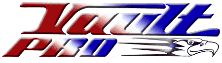 Stylized red and blue “Vail Pro” logo with an eagle graphic on a white background