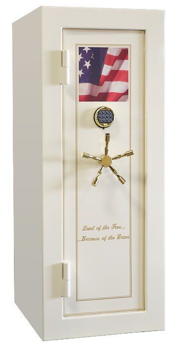White memorial plaque with U.S. flag, police badge, and gold star emblem on a door-like case