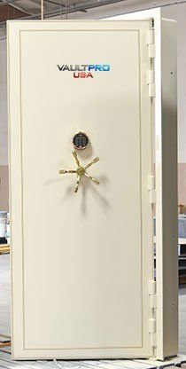 Vault door from Vault Pro USA being prepared for shipping
