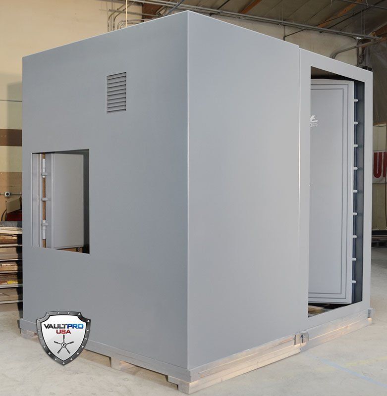 Modular walk in shelter safe room with dual escape system should primary be blocked by debris.