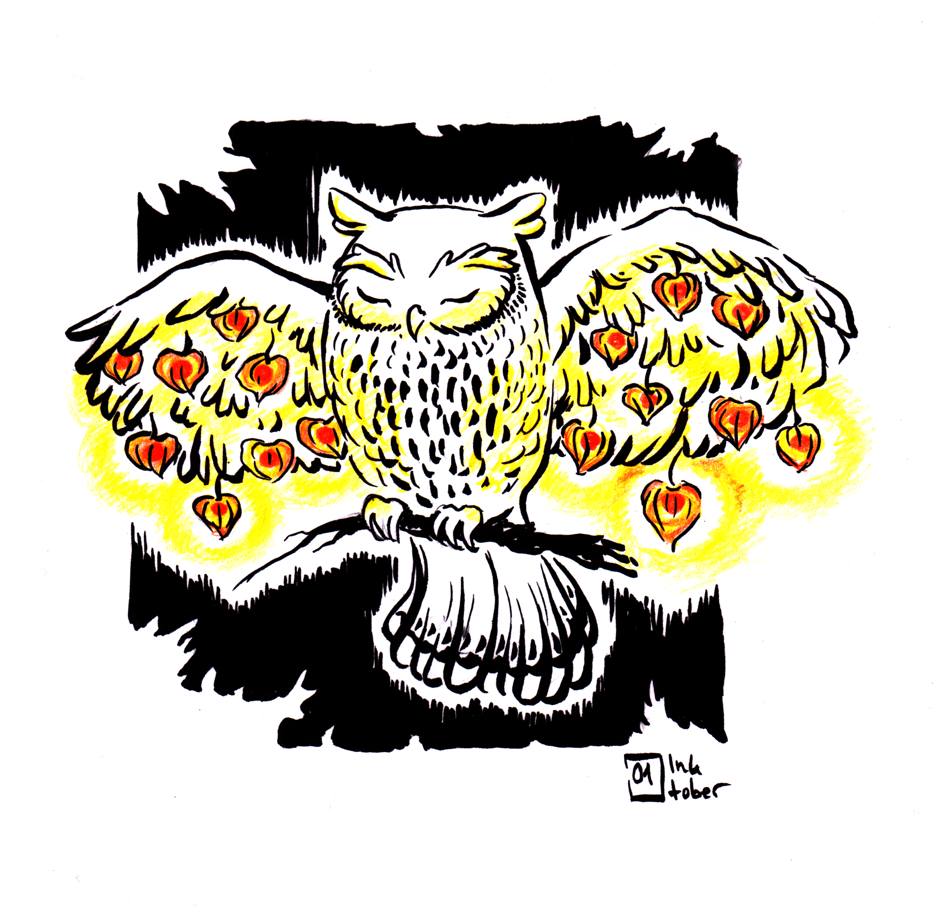 Mariella Fahr Illustration Plantimals Eule Laternenblume owl lampion flower