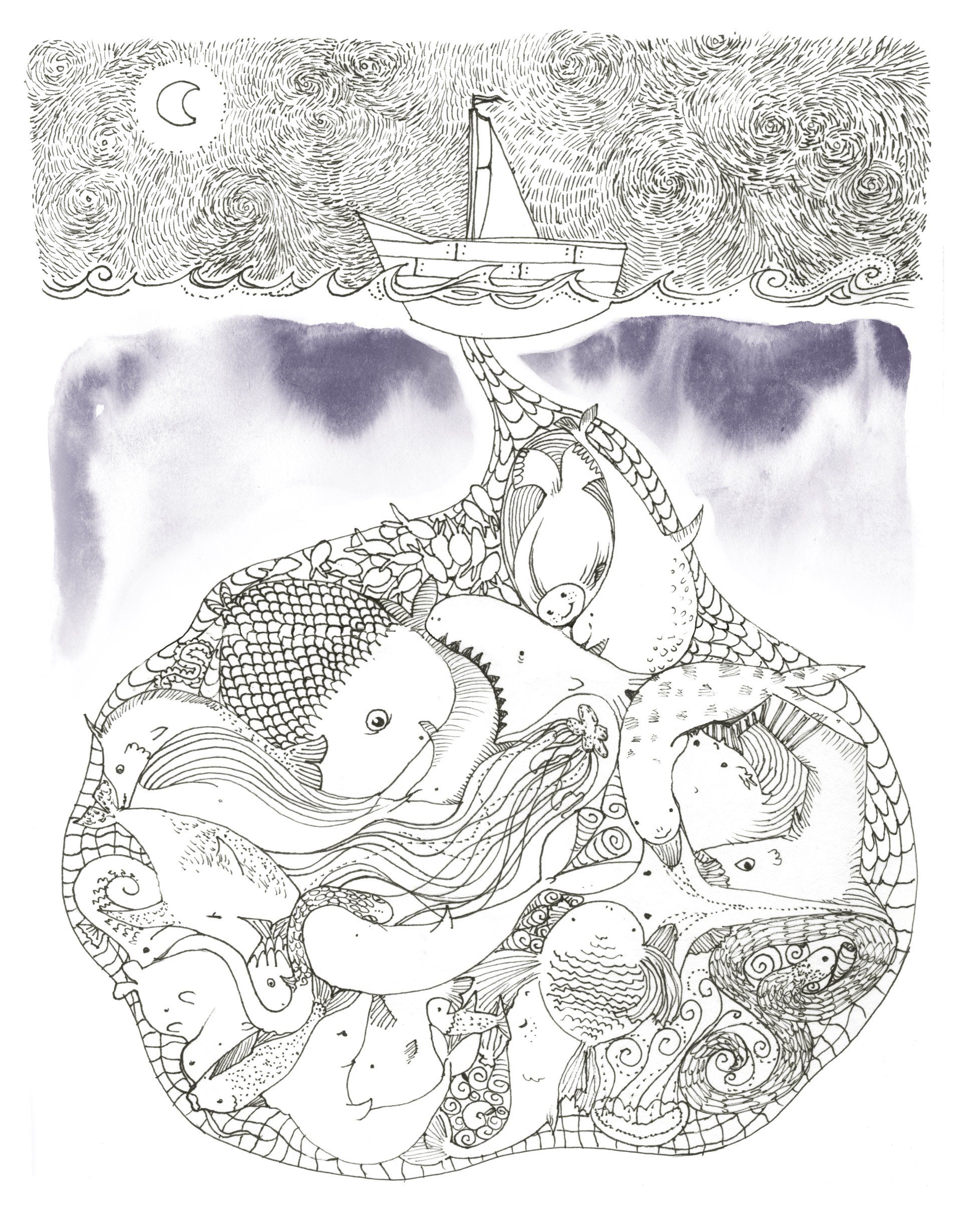 Der Fischer und seine Frau • The fisherman and his wife Mariella Fahr Illustration Der Fischer und seine Frau • The fisherman and his wife fish net boat
